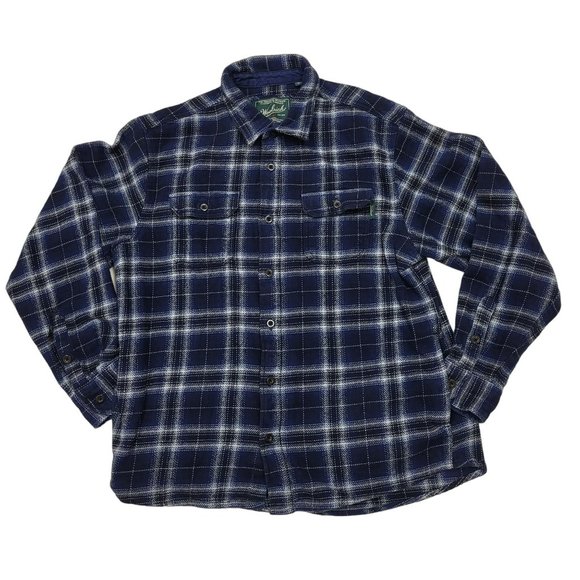 Woolrich Thick Cotton Button Down Shirt Shacket Blue Plaid Men's XL - Picture 1 of 15